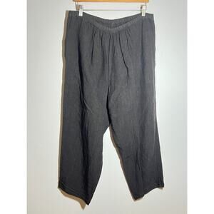 Manuelle Guibal Paris Black Linen Pull On Elastic Waist 100% Linen Pant Size M 2